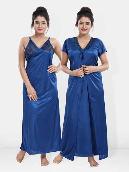 Be You Maxi Satin Wrap Nightdress With Robe