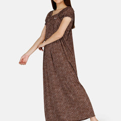 Be You Women Printed Satin Maxi Nightdress