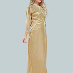 Be You V Neck Lace Up Details Satin Nightdress With Robe