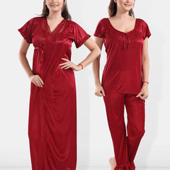 Be You Pack Of 3 Satin Maxi Night suits