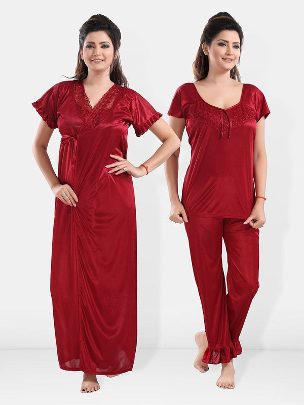 Be You Pack Of 3 Satin Maxi Night suits