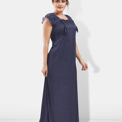 Be You Polka Dot Printed Square Neck Satin Maxi Nightdress