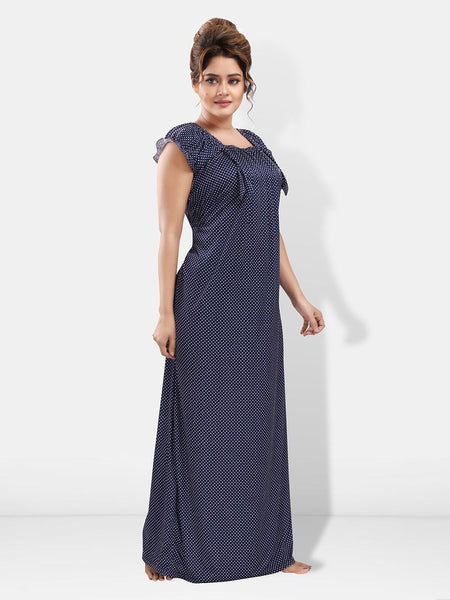 Be You Polka Dot Printed Square Neck Satin Maxi Nightdress