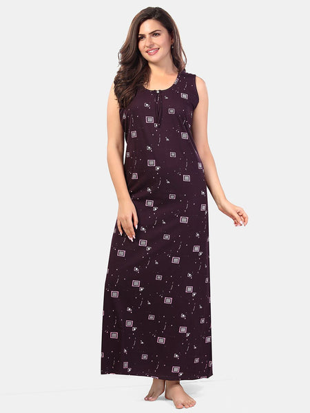 Be You Geometric Printed Sleeveless Maxi Nightdress