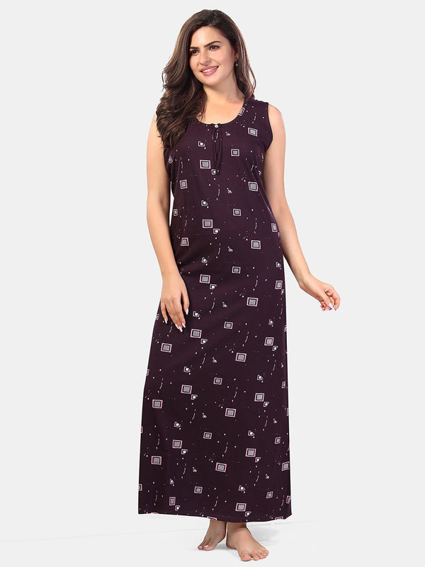 Be You Geometric Printed Sleeveless Maxi Nightdress