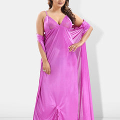 Be You 6 Pieces Satin Maxi Nightdress Set With Robe And Lingerie Set