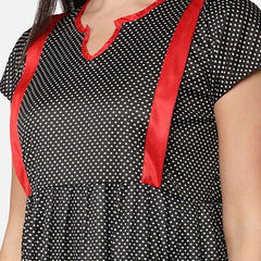 Be You Black Printed Nightdress