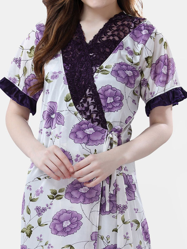 Be You Floral Printed Maxi Nightdress With Robe