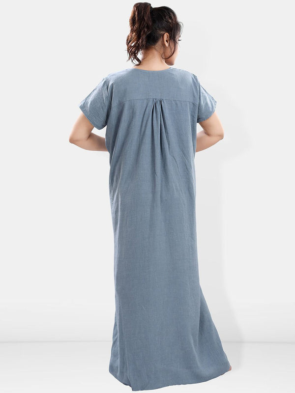 Be You Floral Embroidered V-Neck Short Sleeve Maxi Nightdress