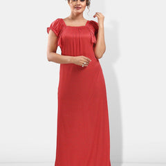 Be You Polka Dots Printed Square Neck Satin Maxi Nightdress