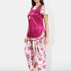 Be You Pack Of 2 Short Sleeves Satin Top & Patiyala