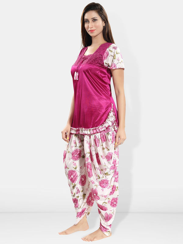Be You Pack Of 2 Short Sleeves Satin Top & Patiyala