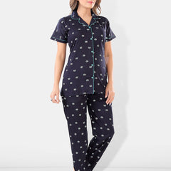 Be You Women 2 Black & White Conversational Printed Night suit