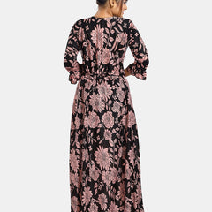 Be You Floral Printed V-Neck Satin Maxi Nightdress