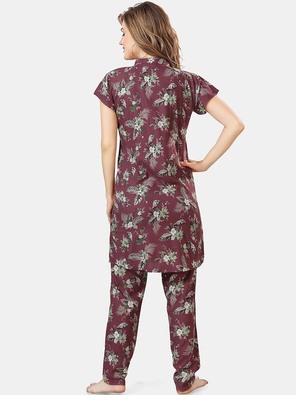 Be You Floral Printed Longline Night Suit
