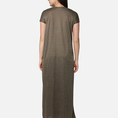 Be You Women Brown Striped Maxi Maternity Nightdress