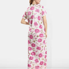 Be You Self Design Shoulder Strap Satin Nightdress & Robe