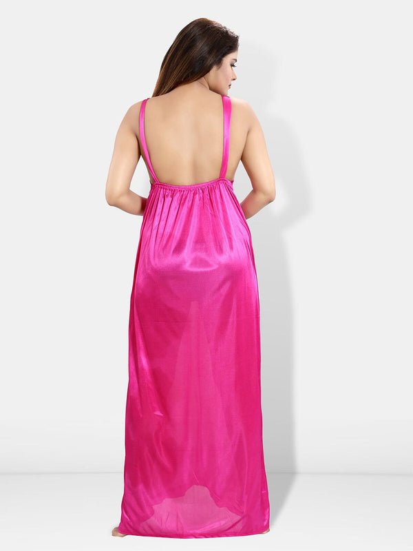 Be You Pack Of 6 Satin Maxi Wrap Nightdress With Lingerie Set