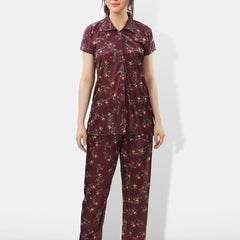 Be You Printed Satin Shirt & Pyjama Night suit