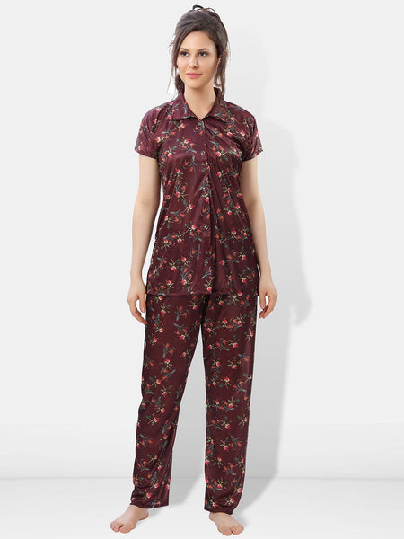 Be You Printed Satin Shirt & Pyjama Night suit