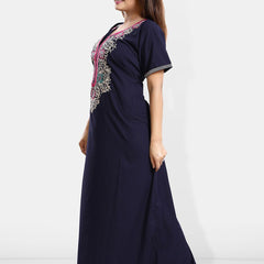 Be You Ethnic Motifs Embroidered Maxi Nightdress
