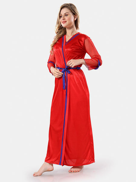 Be You Shoulder Strap Satin Maxi Nightdress With Robe