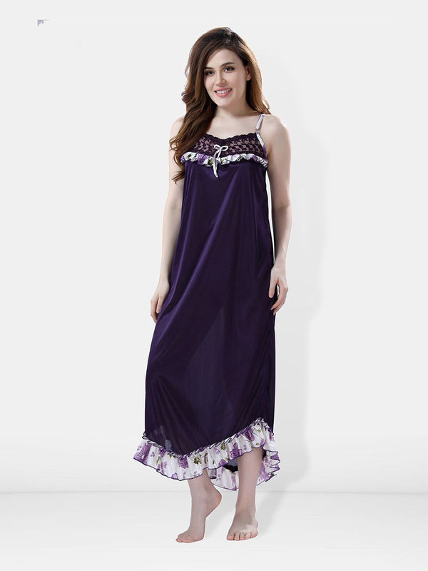 Be You Floral Printed Satin Maxi Nightdress