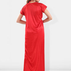 Be You V-Neck Satin Lace Night Suit With Robe