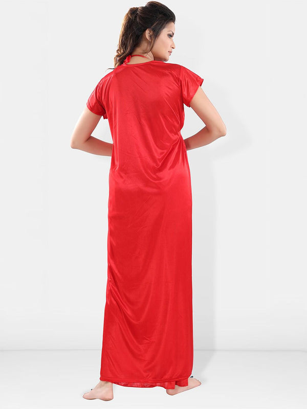 Be You V-Neck Satin Lace Night Suit With Robe