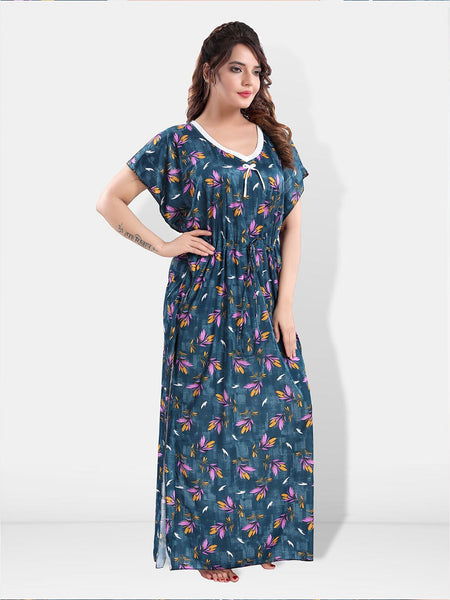 Be You Floral Printed Satin Kaftan Nightdress