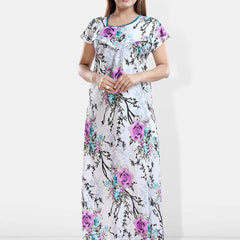 Be You Floral Printed Maxi Satin Maternity Nightdress