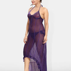 Be You Self Design Net Halter Neck Baby Doll With Brief