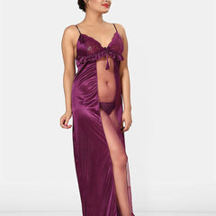 Be You Women Solid Maxi Nightdress