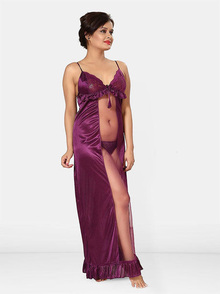 Be You Women Solid Maxi Nightdress