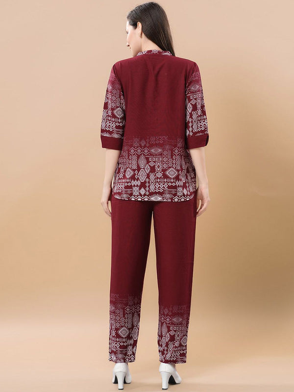 Be You Printed Mandarin Collar