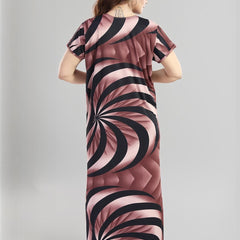 Be You Sarina Satin Spiral Printed Maxi Nightdress