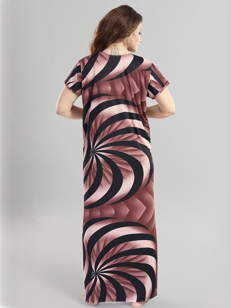 Be You Sarina Satin Spiral Printed Maxi Nightdress