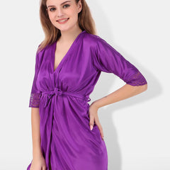 Be You Non-Wired Non Padded Lingerie Set With Robe-BUF-3-PCS-SET-2254-L