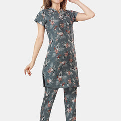 Be You Printed Kurta With Pyjama Night Suit