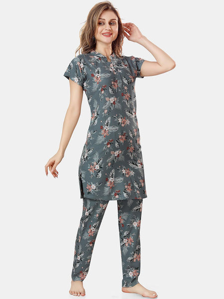 Be You Printed Kurta With Pyjama Night Suit