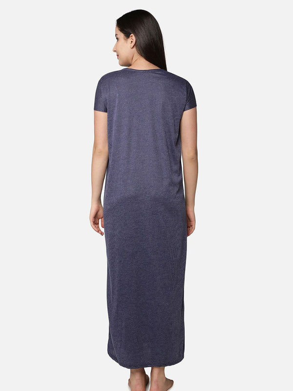 Be You Blue Embroidered Maxi Nightdress