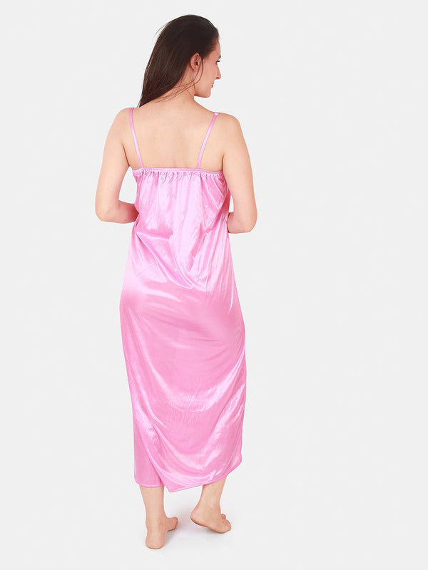Be You Floral Lace Shoulder Straps Satin Maxi Nightdress With Robe