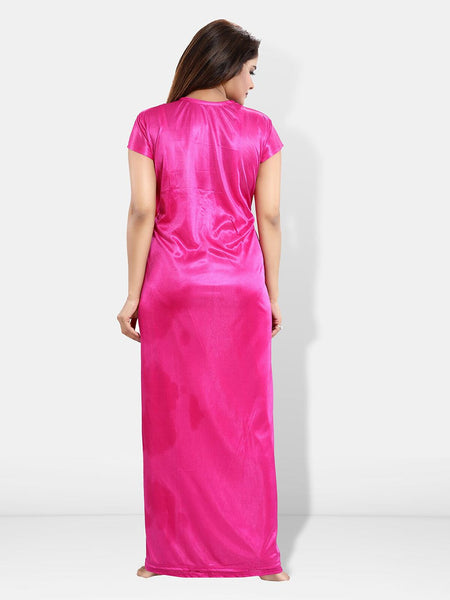 Be You Pack Of 6 Satin Maxi Wrap Nightdress With Lingerie Set