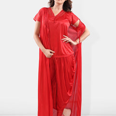 Be You V-Neck Satin Night Suit With Robe