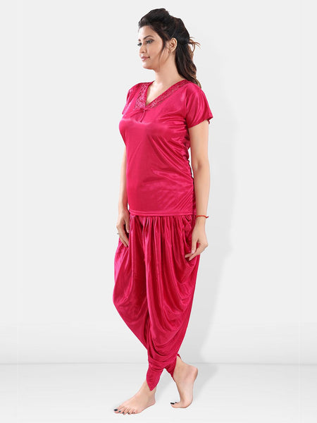 Be You V-Neck Satin Night Suit With Robe