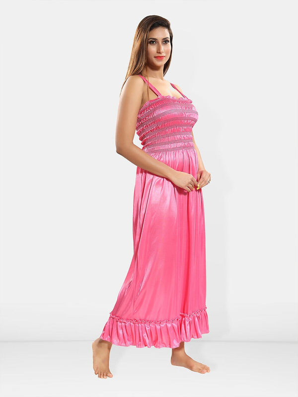 Be You Self Design Shoulder Strap Satin Nightdress