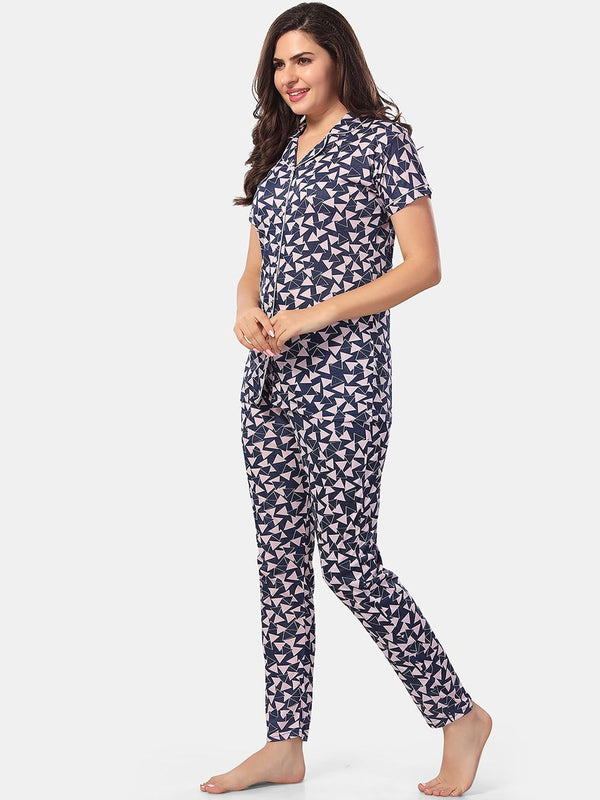 Be You Geometric Printed Night suit