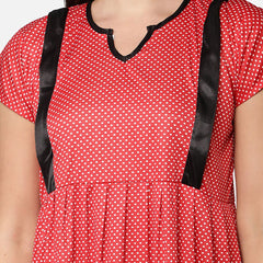 Be You Women  Red Printed Maternity Nightdress
