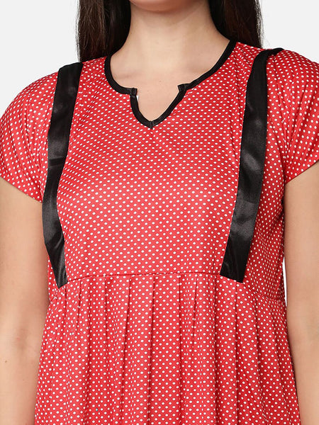 Be You Women  Red Printed Maternity Nightdress