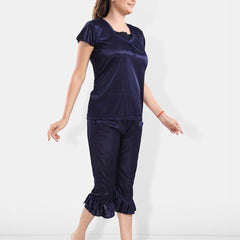 Be You Square Neck Satin Night Suit With Robe